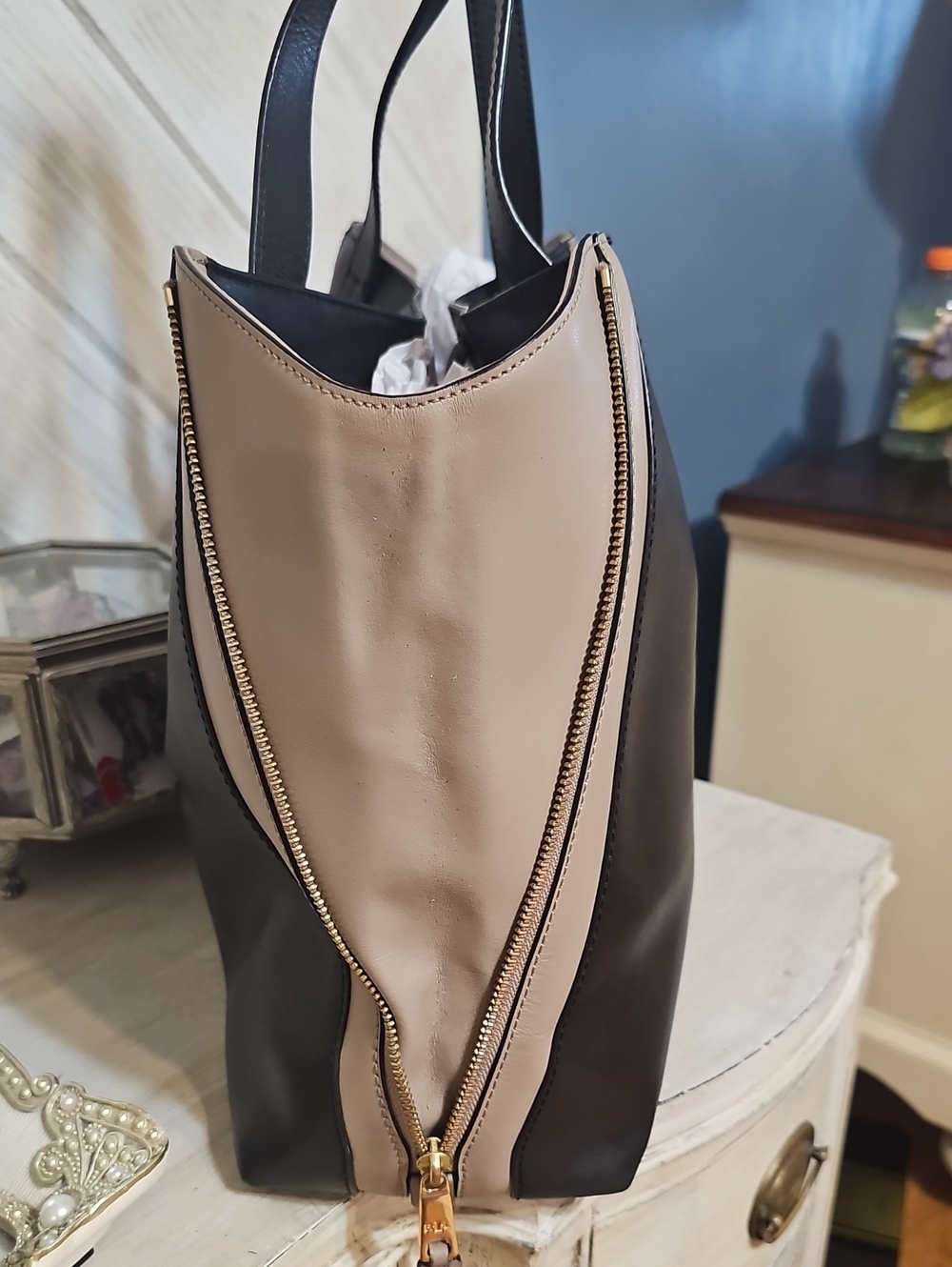 Ralph Lauren Guilford Tote Bag Black And Taupe - Picture 7 of 11